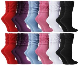 72 Wholesale Yacht & Smith Slouch Socks For Women, Assorted Colors Size 9-11 - Womens Scrunchie Sock