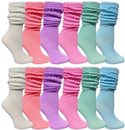36 Wholesale Yacht & Smith Slouch Socks For Women, Assorted Pastel Size 9-11 - Womens Crew Sock