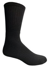 144 Pairs Hanes Mens Black Cushioned Crew Socks, Shoe Size 12-15 - Men's Socks for Homeless and Charity