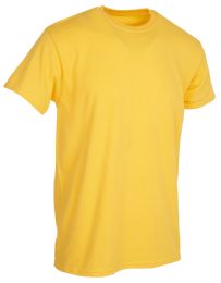 72 Pieces Mens Cotton Short Sleeve T Shirts Solid Yellow Size L - Mens T-Shirts