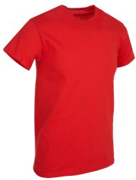 48 Pieces Mens Cotton Short Sleeve T Shirts Solid Red Size S - Mens T-Shirts