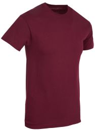 144 Pieces Mens Cotton Short Sleeve T Shirts Solid Maroon Size S - Mens Clothes for The Homeless and Charity