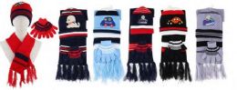 144 Wholesale Yacht & Smith Boys 3 Piece Winter Set , Hat Glove Scarf Assorted Prints Ages 1-8