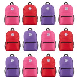 48 Wholesale Yacht & Smith 17inch Water Resistant Assorted Bright Color Backpack With Adjustable Padded Straps