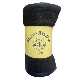 144 Wholesale Yacht & Smith Soft Fleece Blankets 50 X 60 Black 150g