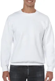 72 Pieces Gildan Mens White Cotton Blend Fleece Sweat Shirts Size S - Mens Sweat Shirt