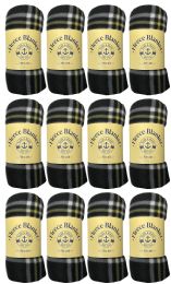 48 Pieces Yacht & Smith Soft Fleece Blankets 50 X 60 Black Plaid - Fleece & Sherpa Blankets