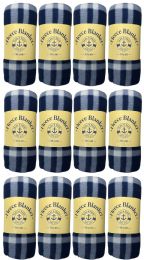 96 Pieces Yacht & Smith Soft Fleece Blankets 50 X 60 Navy Plaid - Fleece & Sherpa Blankets