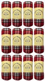48 Wholesale Yacht & Smith Soft Fleece Blankets 50 X 60 Red Plaid