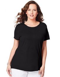 144 Pieces Womens Plus Size Black Cotton Crew Neck T Shirt Size 2x - Womens Charity Clothing for The Homeless