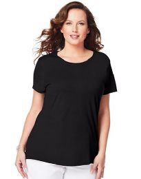 144 Pieces Womens Plus Size Black Cotton Crew Neck T Shirt Size 3x - Womens Charity Clothing for The Homeless