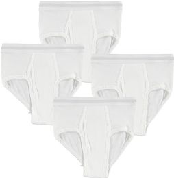 72 Wholesale Boys Cotton Underwear Briefs In White, Size Large