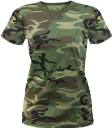 96 Pieces Womens Camo Crew Neck T Shirt Size Small - Women's Socks for Homeless and Charity