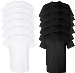 48 Pieces Men's Cotton Short Sleeve T-Shirt Size XL - Black And White - Solid T-Shirts