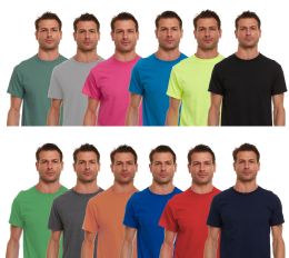216 Pieces Mens King Size Cotton Crew Neck Short Sleeve T-Shirts Irregular , Assorted Colors And Sizes 3X-5x - Men's Tee Shirts For Donation