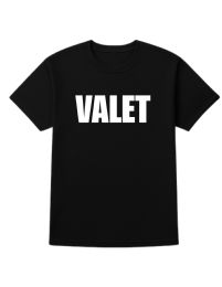 60 Pieces Unisex Cotton Valet Printed T Shirt Black With White Print Back And Front Size Medium - Event Apparel