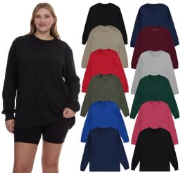 144 Pieces Womens Cotton Long Sleeve Tee Shirt Assorted Colors Size 4X-Large - Womens Tee Shirts For Donation
