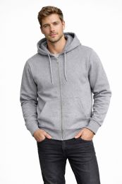 72 Pieces of Men's Cotton Fleece Full Zip Hooded Sweat Shirt Heather Gray Assorted Sizes M- 2xl