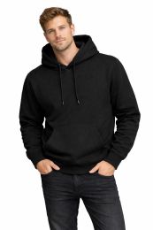 48 Pieces of Men's Cotton Fleece Pullover Hooded Sweat Shirt Black Assorted Sizes M- 2xl