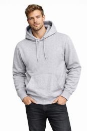 96 Pieces Men's Cotton Fleece Pullover Hooded Sweat Shirt Heather Gray Assorted Sizes M- 2xl - Men's Sweatshirts For Donation