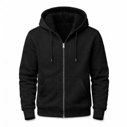 36 Pieces of Unisex Cotton Fleece Sherpa Lined Zipper Hoodie Black Assorted Sizes S-xl