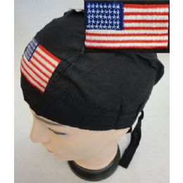 72 Pieces Skull Caps Motorcycle Hats American Flag Embroidery - Bandanas