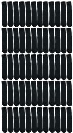 36 Wholesale Yacht & Smith Kids Black Solid Tube Socks Size 4-6