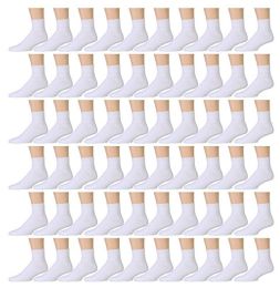72 Pairs Yacht & Smith Kid's Cotton White Quarter Ankle Socks - Boys Ankle Sock