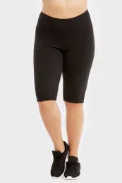 36 of Sofra Cotton Legging Shorts 21" Outseam Plus Size Xl In Black