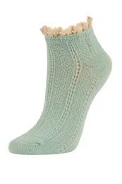 120 Units of Sofra Girl's Texture No Show Lace Socks 9-11 - Girls Crew Socks