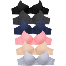 288 Pieces Sofra Ladies Cotton 3 Hook Plain Bra Cup C - Womens Bras And Bra Sets