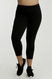 36 Pieces Sofra Ladies Cotton Capri Leggings Plus Size Black Size 2xl - Womens Leggings