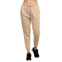 24 Pieces Sofra Ladies Fleece Jogger Pants Sand Medium - Womens Pants