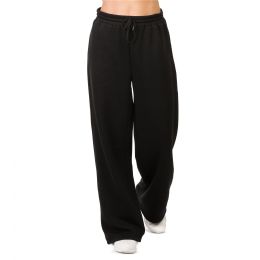 24 Pieces Sofra Ladies Fleece WidE-Leg Sweatpants Black_xl - Women's Active Wear Bottoms