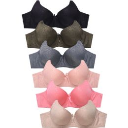 288 Pieces Sofra Ladies Jacquard 3hook Bra Cup C - Womens Bras And Bra Sets
