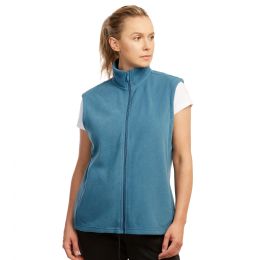 12 Pieces Sofra Ladies Polar Fleece Vest St. Blue Medium - Women's Winter Jackets