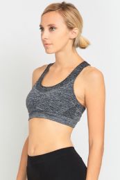 72 Pieces Sofra Ladies Seamless Sports Bra In Heather Grey Size Large - Womens Active Wear