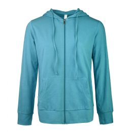 12 Pieces Sofra Ladies Single Jersey ZiP-Up Hoodie Jacket Large - Women's Hoodies And Sweatshirts