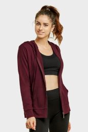 12 Pieces Sofra Ladies Single Jersey ZiP-Up Hoodie Jacket Medium - Women's Hoodies And Sweatshirts