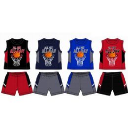 48 Units of Spring Boys Jersey Top With Close Mesh Short Sets Size Infant - Toddler Boys Sets