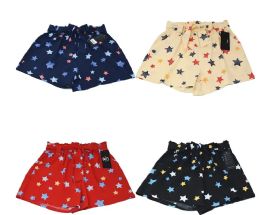 24 Pieces Womens Stars Patterns Paper Bag Waist Rayon Shorts Size L / xl - Womens Shorts