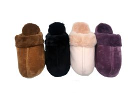 36 Wholesale Super Soft Furry Slippers For Women Black Only