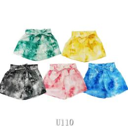 24 Units of Tie Dye Pattern Rayon Shorts Size M - Womens Shorts