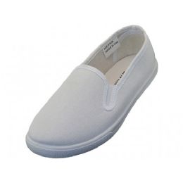 24 Pairs of Toddlers Slip On Twin Gore Upper Casual Canvas Shoes In White