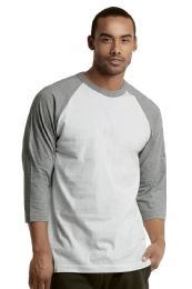 30 Pieces Top Pro Mens Baseball Tee In Light Grey And White Size Large - Mens T-Shirts