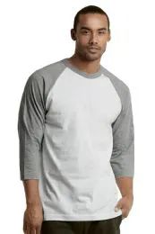 30 Wholesale Top Pro Mens Baseball Tee In Light Grey And White Size 2xl