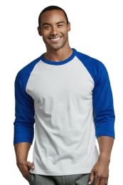 30 Wholesale Top Pro Mens Baseball Tee In Royal Blue And White Size Medium