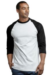 30 Wholesale Top Pro Mens Baseball Tee Size Large In Black And White
