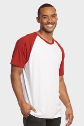 30 Wholesale Top Pro Mens Short Sleeve Baseball Tee In Red And White Size Large