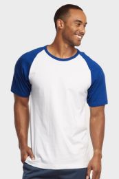 30 Pieces Top Pro Mens Short Sleeve Baseball Tee In Royal Blue And White Size Small - Mens T-Shirts
